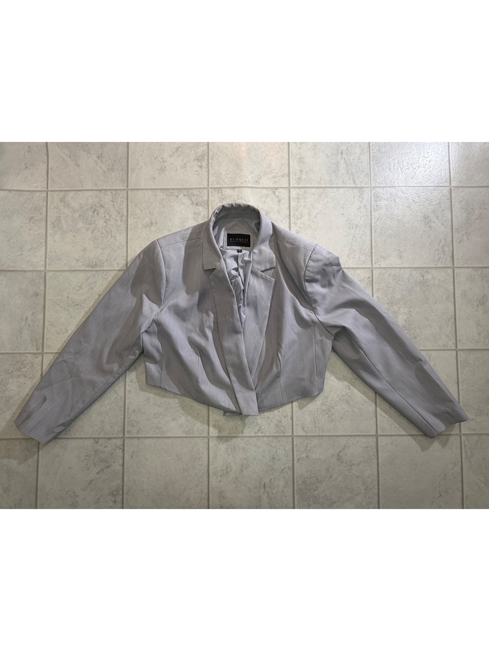 Eloquii Light Gray Cropped Blazer Jacket Size 16